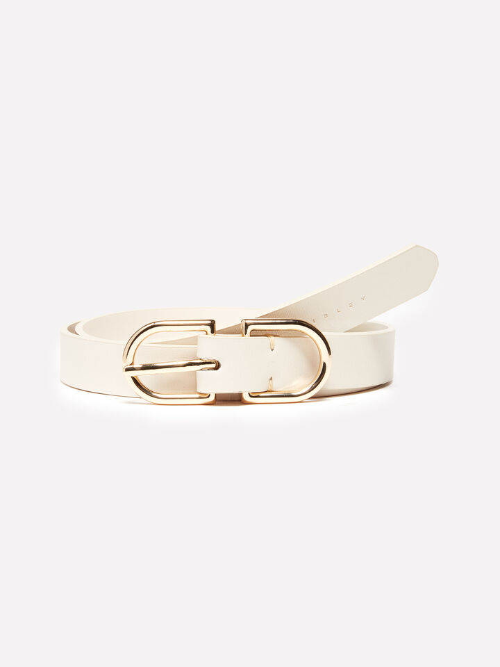 Cream white belt with gold buckle - women's belts - Creamy White | Sisley image number 1